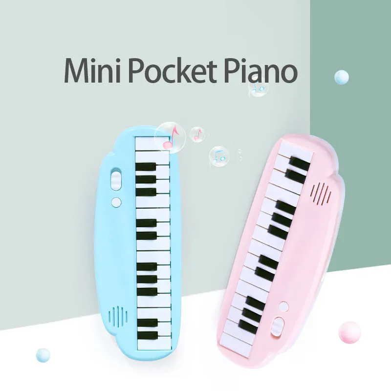 25-Key Mini Pocket Piano Toy Soft-Sound PP Material 3A Battery(Not Included) Blue/Pink Educational Musical Instrument Gifts