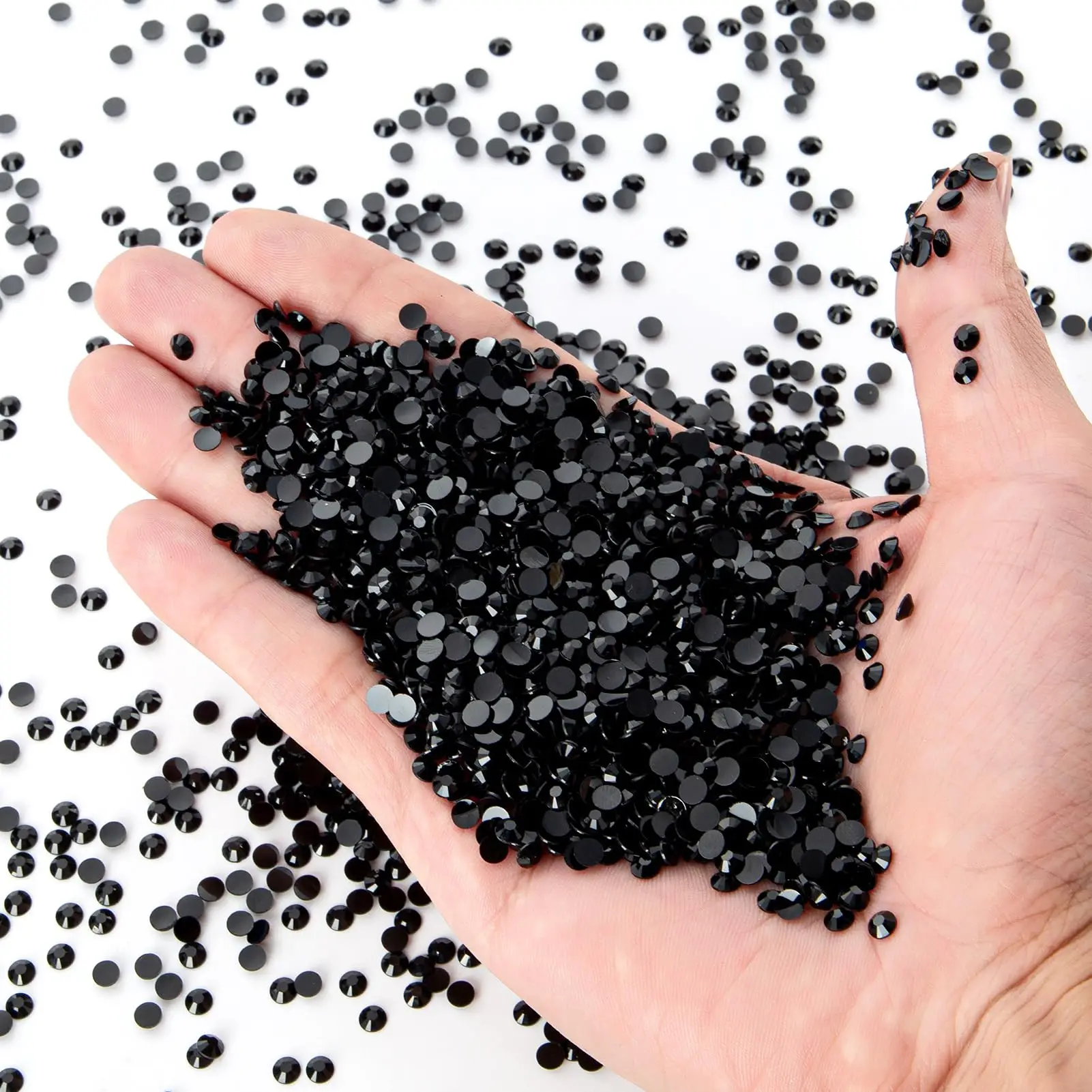 Schwarze flache Harz-Jelly-Strass-Steine 2mm 3mm 4mm 5mm 6mm – Kunstperlen für Bastelarbeiten, DIY-Nagelkunst und Charms-Zubehör – Detail 4