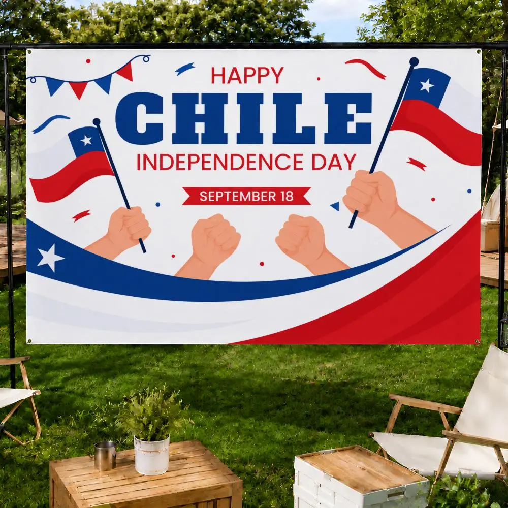 Culture 1-18 Septiembre Chile Day Flags Fan support, home, dormitory, wall decoration, outdoor camping, party banners, gifts