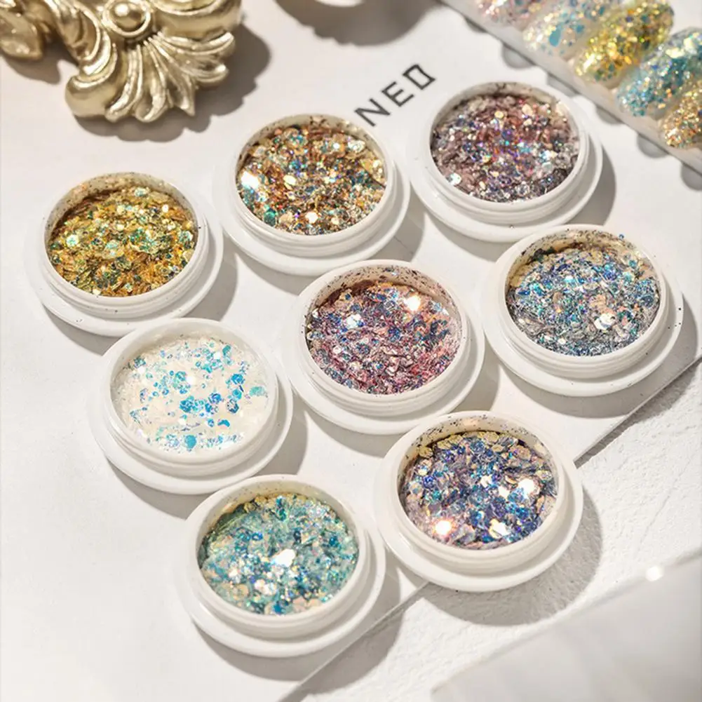 8 Boxes Delicate Nail Art Flash Shining Decorative Bright Color Gradient High Flash Sparkling Nail Sequin Flake