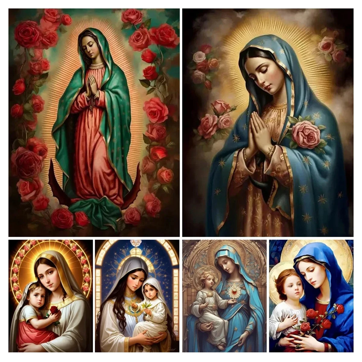 5D DIY Virgin Mary Prays Diamond Painting Diamond Mosaic Religious Picture Art Cross Stitch Kits Embroidery Home Decor