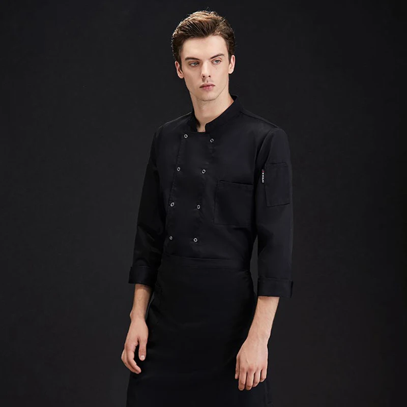 Veste de Chef de Restaurant à manches longues pour hommes et femmes, uniforme de cuisine d'hôtel de restauration, Costume de cuisinier, vêtements de travail de boulangerie pour femmes