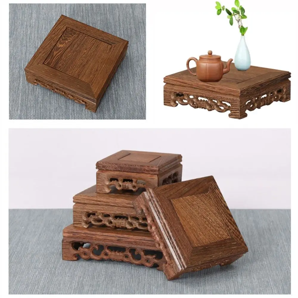 Garden Square Plant Stand Wooden Home Decor Footrest Wooden Support Pot Trays Potted Plant Base Vase