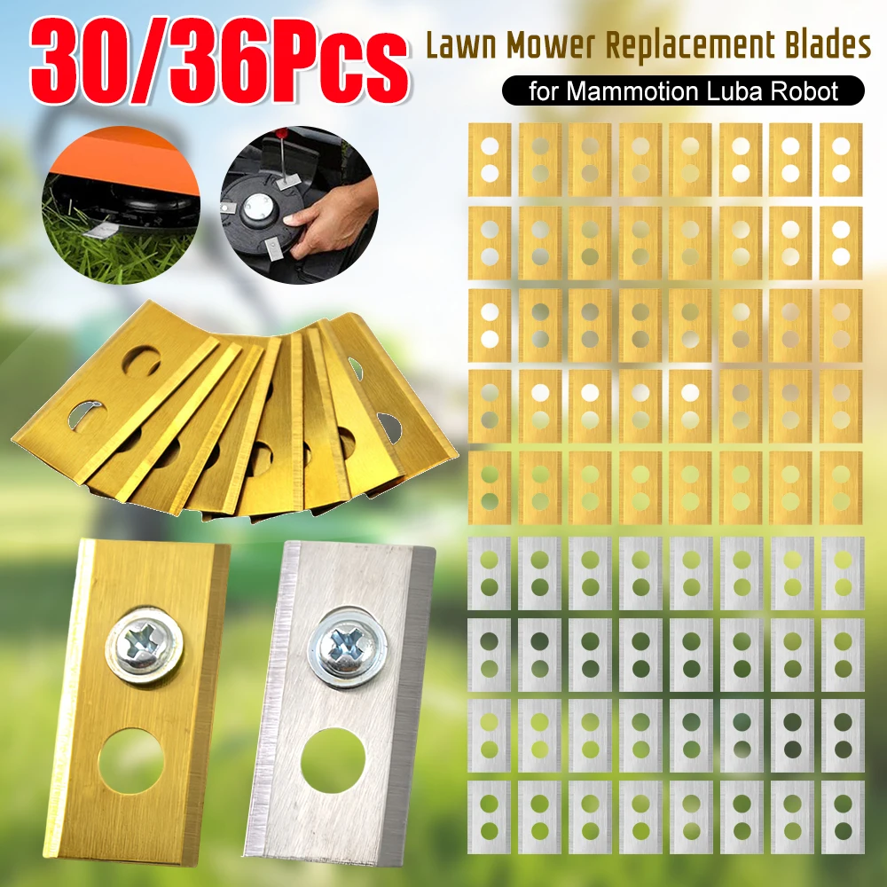 30Pcs Lawn Mower Blades with Washers & Screw Double Hole Mower Blades Wear Resist Lawn Cutting Blade for Mammotion Luba Robot