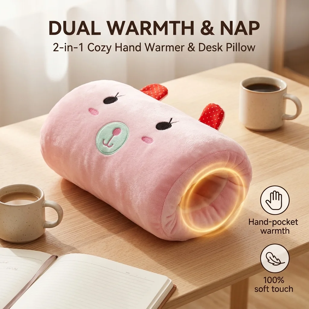 28x18cm Soft Fleece Hand Warmer Nap Pillow Cartoon Stuffed Cushion Comfortable Rest Arm Pillow for School Office Girls Gift