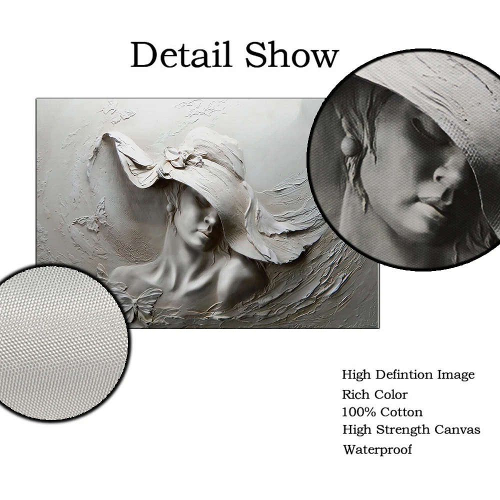 3D Clay Relief Wall Art Abstract Woman Canvas Painting Print Elegant Nude Pictures Living Room Bedroom Home Decor Poster Cuadros