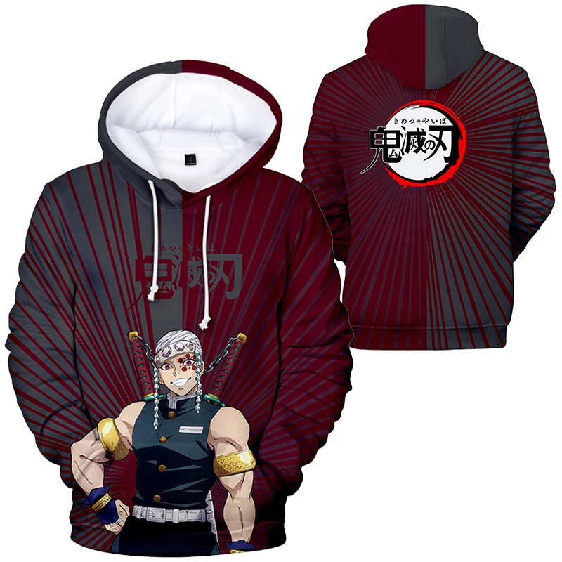 Bandai New Anime Demon Slayer Character Suit 3D Color Printing Trendy And Fashionable Fleece Hooded Sweatshirt For Men Women