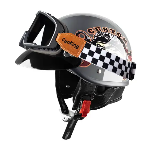 Cycking 일본 빈티지 하프 헬멧 오픈 오토바이 헬멧 스쿠터 스케이트 보드 남여 일반 머플러
