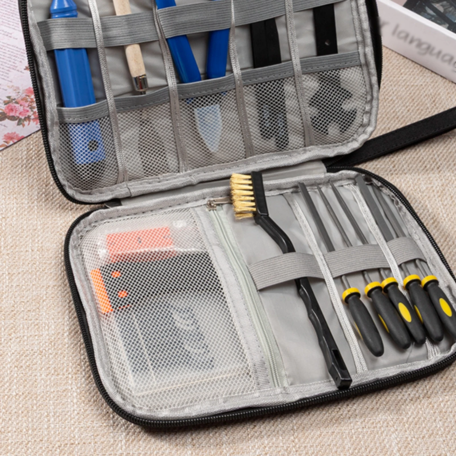 Zippered Tool Pouch Textile Soft-Sided Tool Organizer Bag Storage Item Tear-Resistant Heavy-Duty
