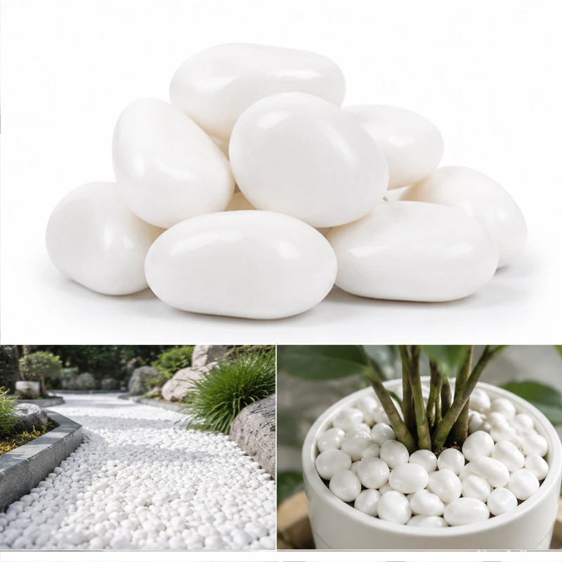 200 g/400 g/600 g/800 g weiße, hochglanzpolierte Kieselsteine, glatte, natürliche Flusssteine ​​für Vase, Garten, Aquarium, Terrarium, Heimdekoration TMZ