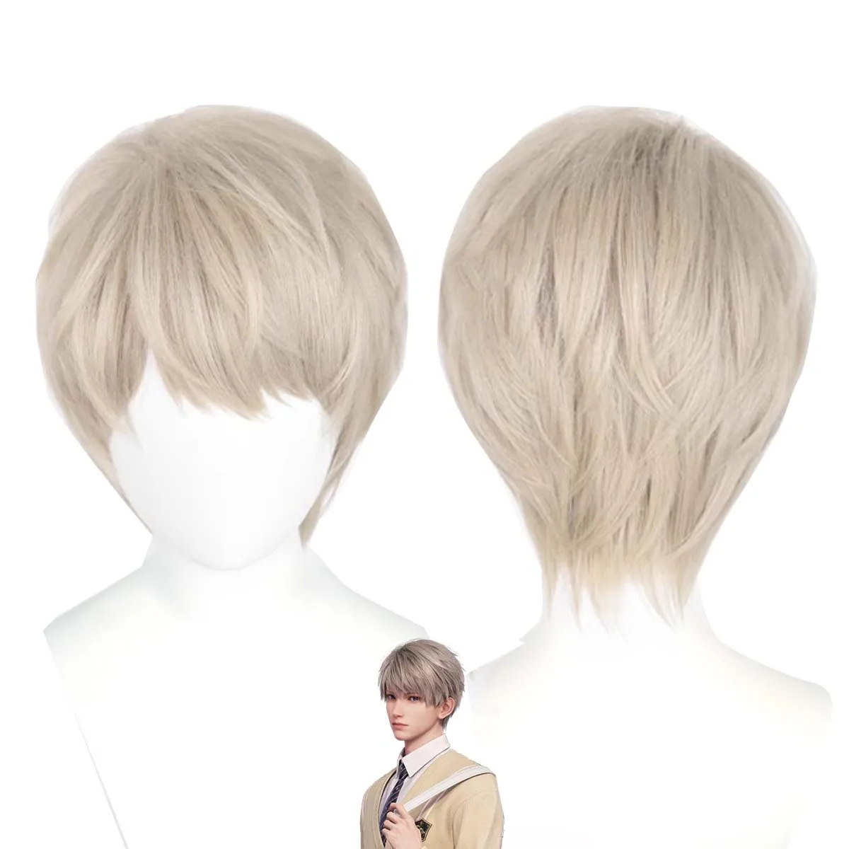 Peruka Cosplay Męska Gra Miłość i Głębokie Przestrzenie Rafayel Zayne Xavier Sylus Caleb