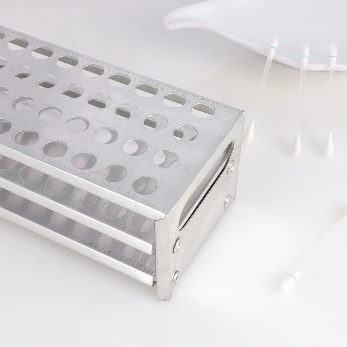 

Test Tube Rack Organizer Laboratory Blood Collection Tray Holder Aluminum Lightweight Storage Display
