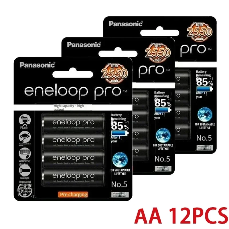 100% Panasonic Enelop Originele Oplaadbare Batterij Pro AA 2550mAh 1.2V NI-MH Camera Muis Airconditioner