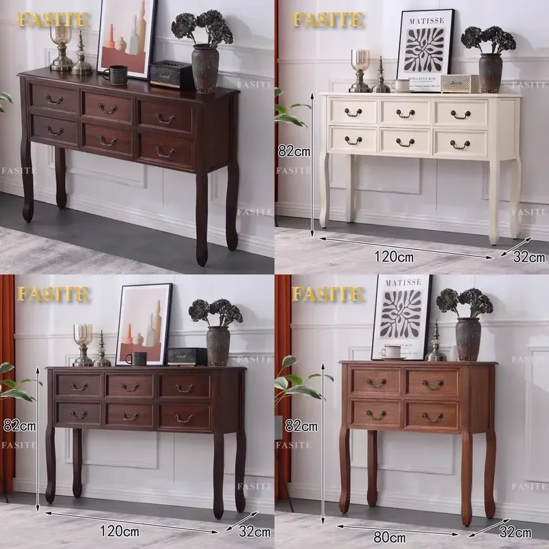 For French Minimalist Modern Art American Retro Solid Wood Multi Functional Storage Bucket Cabinet Entrance Foyer Furniture