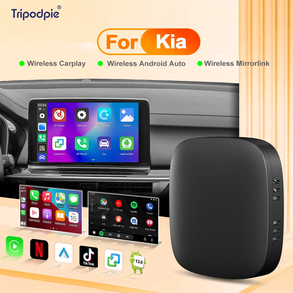 

Carplay Ai Box Wireless CarPlay Android Auto для Netflix Youtube для Kia Soul Optima Soul EV Forte Niro Rio K5 EV6 Seltos K9000