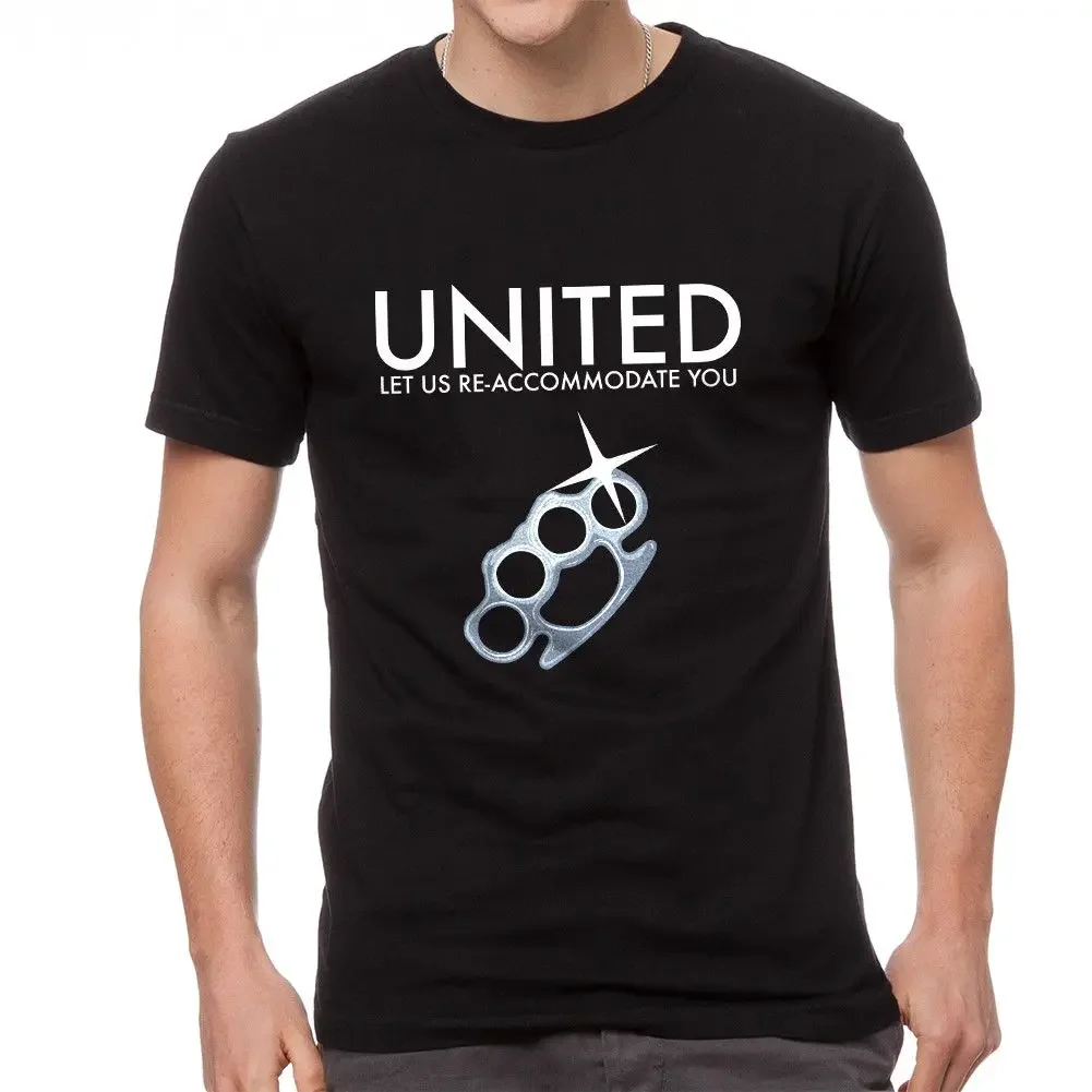 

Funny United: Let Us Re-accomodate You T-Shirt 100% Cotton O-Neck Short Sleeve Summer Casual Mens T-shirt Streetwear
