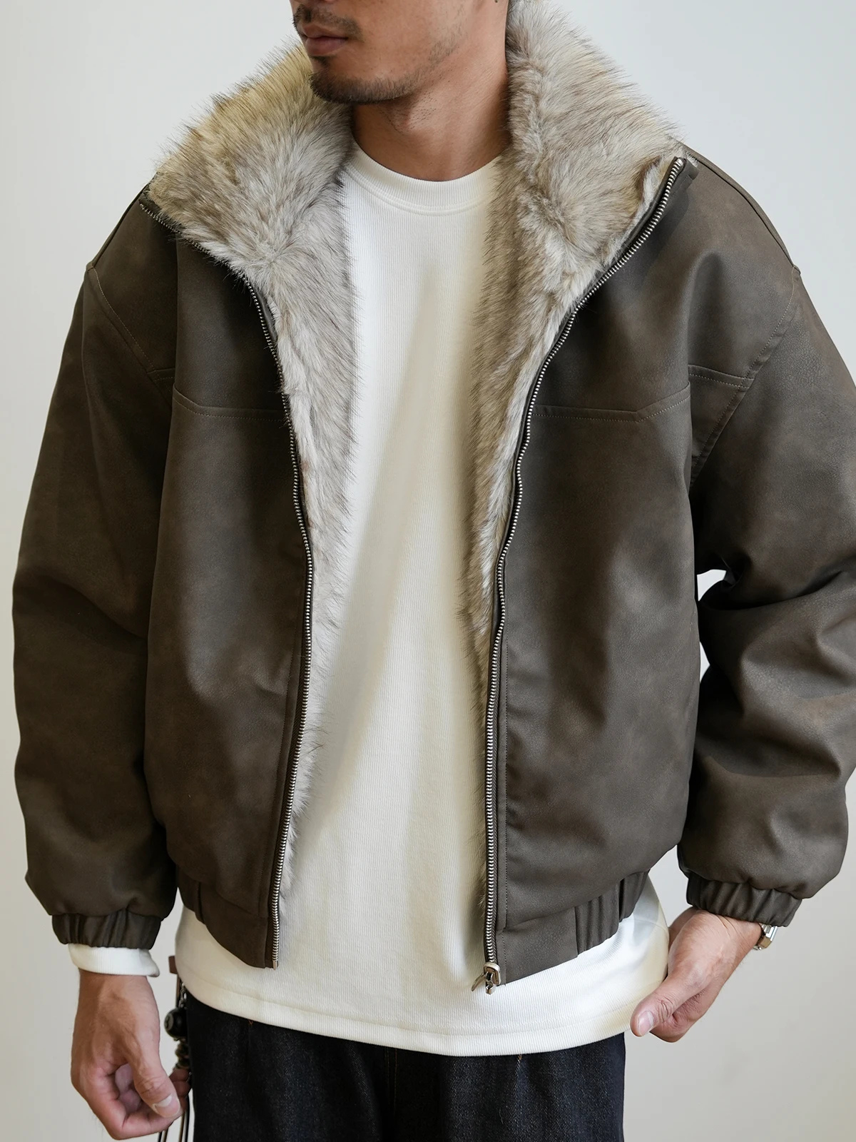 

LAOYAN Original American Sle Thiened Warmth Cotton Jaet Men's Fce Double-sided Wearable Stand Collar Jaet