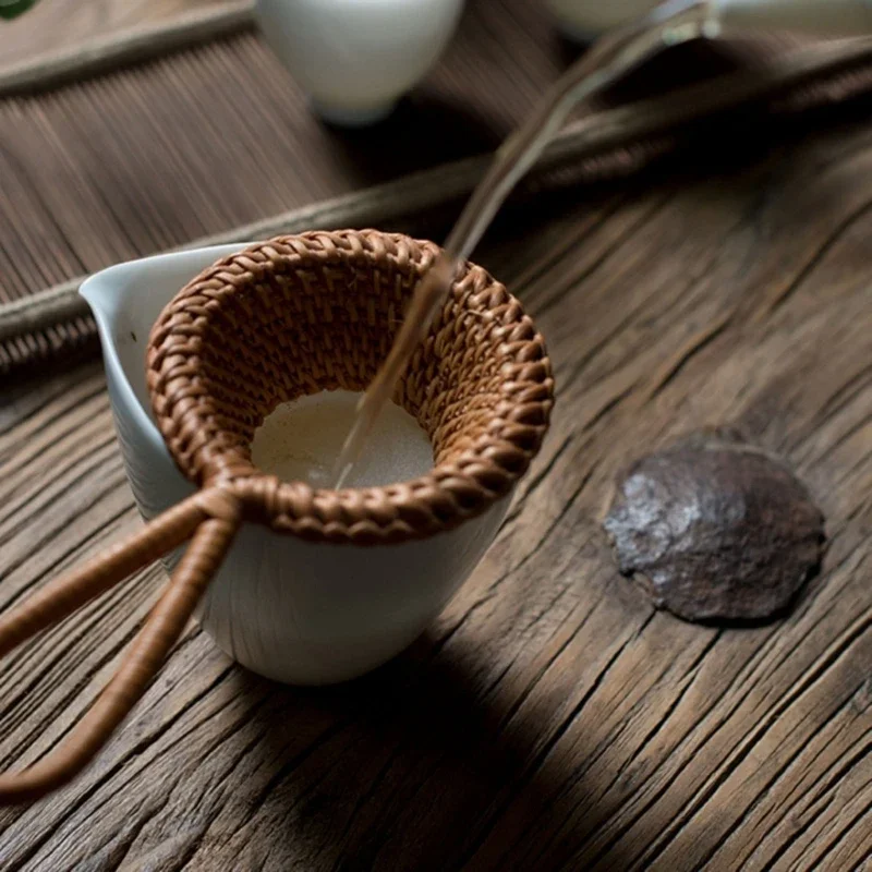 Handmade Rattan Bamboo Tea Infuser Tea Strainer Japanese Style Spice Filter Teaware Sieve Herbal Tools Kitchen Accessories