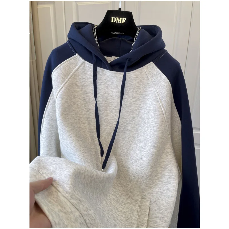 

Мужская толстовка большого размера, дизайн для пар, верхняя одежда в стиле ретро, пэчворк, осень-зима, новая, стильная, удобная, немнущаяся