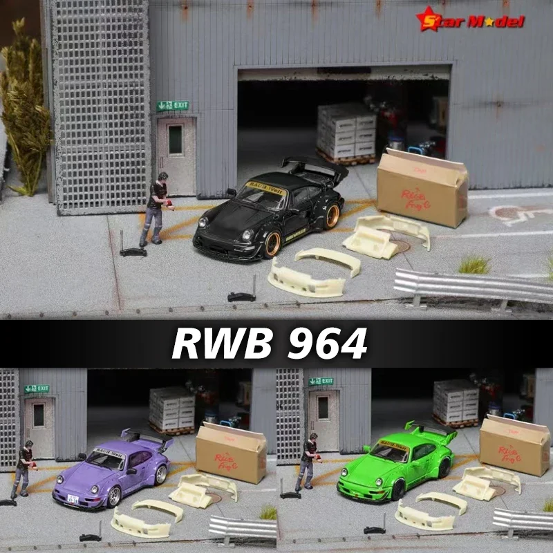 

Звезда 1:64 RWB 964 GT Tail Violetta, литая под давлением модель автомобиля, сбор миниатюрных игрушек