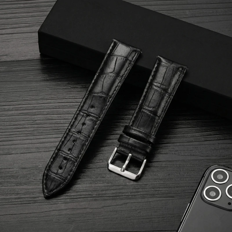 18mm 20mm 22mm Leather Watchband for Samsung Galaxy watch 7/6/5/4 40mm 44mm Universal Bamboo Pattern Stap for Huawei watch 3 4