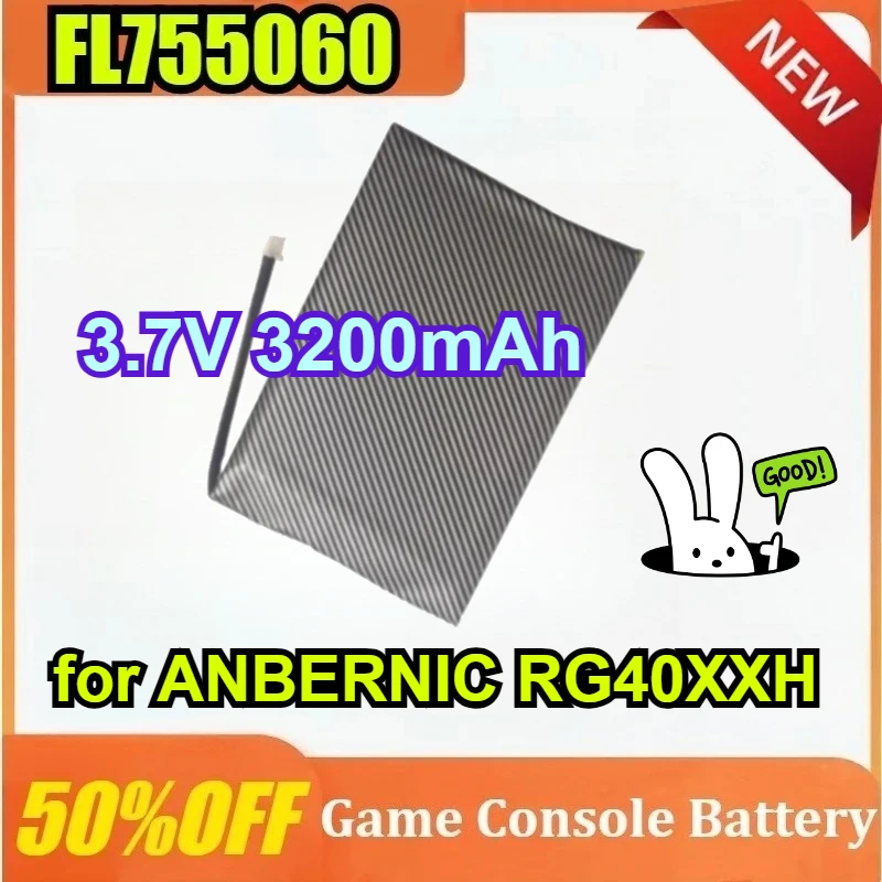 

Новый аккумулятор 3,7 В, 3200 мАч FL755060 для ANBERNIC RG40XXH RG 40XXH, горизонтальная портативная игровая консоль PSP, аккумулятор