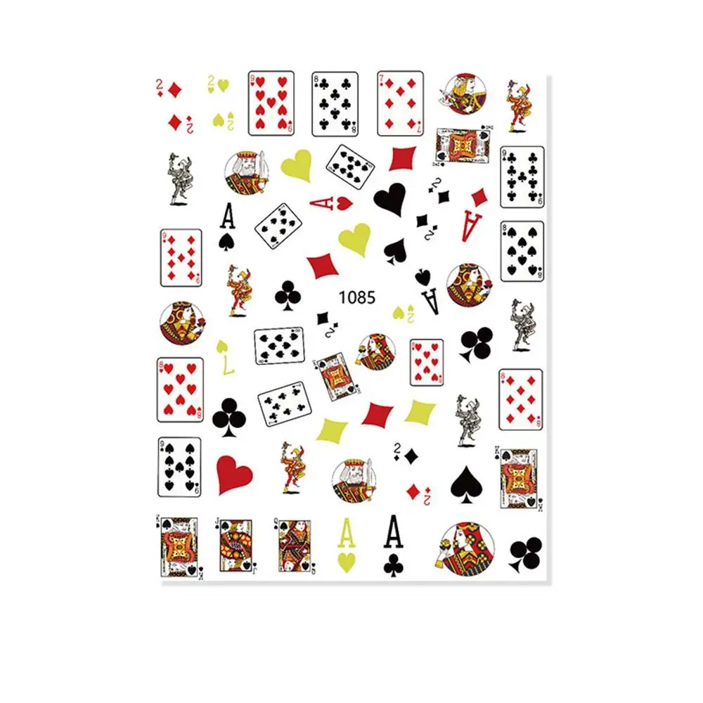 

Водостойкие интересные модные клейкие игральные карты дизайн DIY украшения ногтей покер наклейки для дизайна ногтей маникюр
