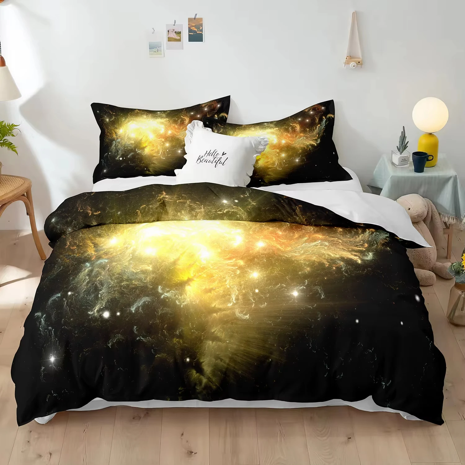 Galaxy Bedding Set Twin Full King Size, Outer Space Duvet Cover Milky Way Comforter Cover Universe Starry Sky Bedspread Cover