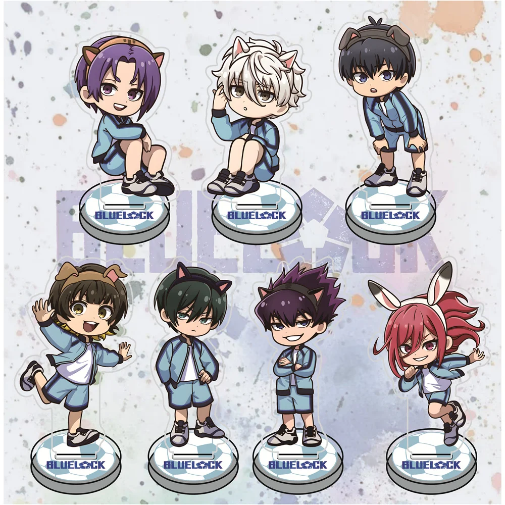 Blue Lock 10cm Animal Ear Training Suit Chibi Acrylic Stand Figures Keychain Anime Collectible Standee Desk Decor Gift for Fans