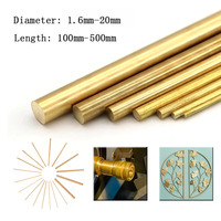 Hardware Brass Round Bar Rod Diameter 1.6-20mm Length 100-500mm For DIY Knife Handle Circular Wire Tube Modelmaking Brass Rod