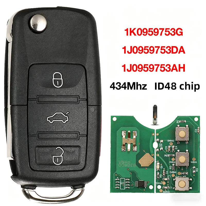 

1K0959753G 1J0959753DA 1J0959753AH Car Remote Flip Key For VW Golf Passat Jetta Bora Polo Beetle Touran Skoda Octavia Seat Leon
