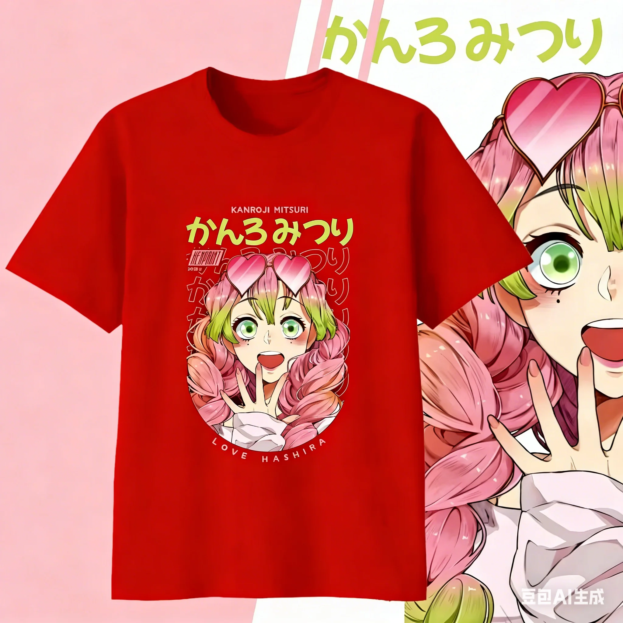Demon Slayer Kanroji Mitsuri Cotton T-shirt for 2026 Summer KidsMen'sWomen's Fashion Casual Cosplay Short Sleeved T-shirt Y2k