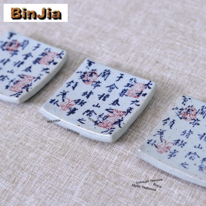 2pc/lot Hand Painted Calligraphy Coasters Handmade Cup Mat For Coffee Cups Saucer Anti-scald Placemats Cup Holder Ornaments