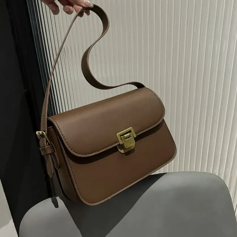 Bolso cuadrado De PU liso informal, superventas, bolso De hombro versátil para ir al trabajo, bolso cruzado De moda para Mujer, Bolsas De Mujer