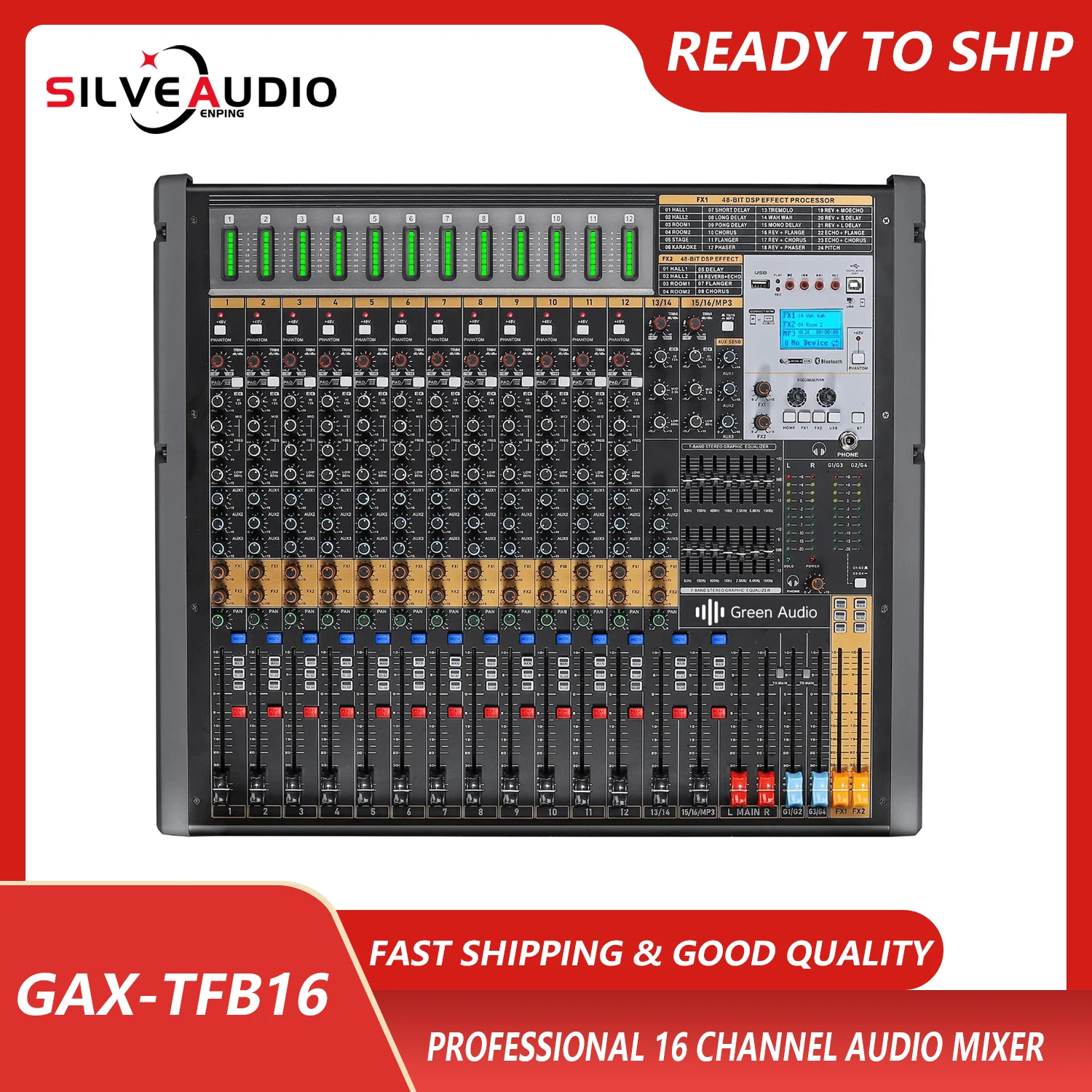 

GAX-TFB16 New TFB series mixer 16-channel stage DJ mixer with sound card four group output AUX audio mixer