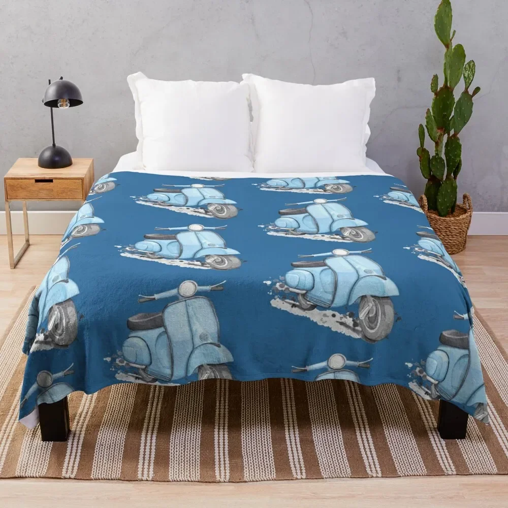 

Blue Classic Vintage European style scooter Throw Blanket Beautifuls Bed covers sofa bed Blankets