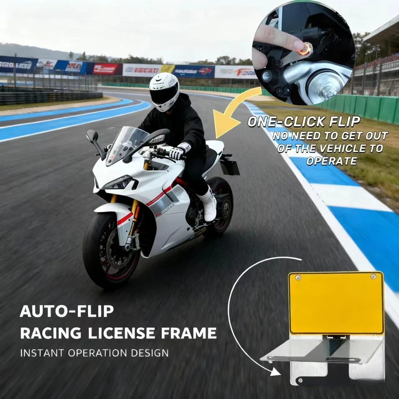 

FOR Ducati Supersport motorcycle automatic flip license plate frame.Stable and waterproof, Race track-specific,high quality