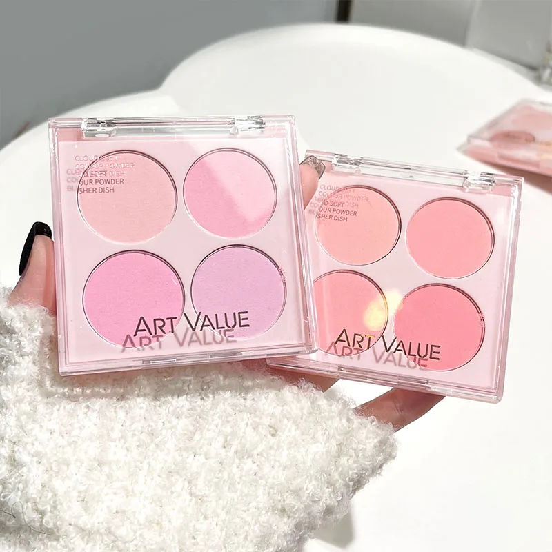 4 Colors Blush Shadow Palette Peach Mineral Face Blusher Rouge Cream Contour Eyeshadow Cheek Tint Pigment Korean Cosmetics