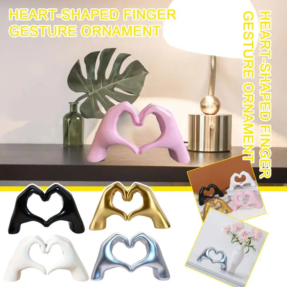 Heart Hands Sculpture Decor Resin Modern Abstract Love Home Statue Room Desktop Bedroom Shelf Living Finger Decoration R3C5