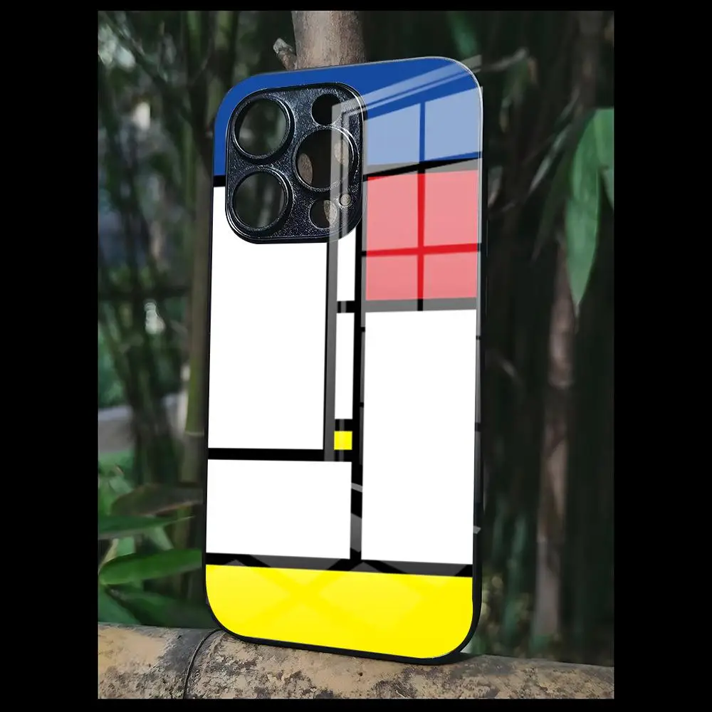 Mondrian Per OPPO A 55 54 One Plus 8T 92s A93s A94 95 8 9 7 Pro FindX3 X5PRO RENO4 RENO7 Reno4se 5F 6Z Copertura In Vetro