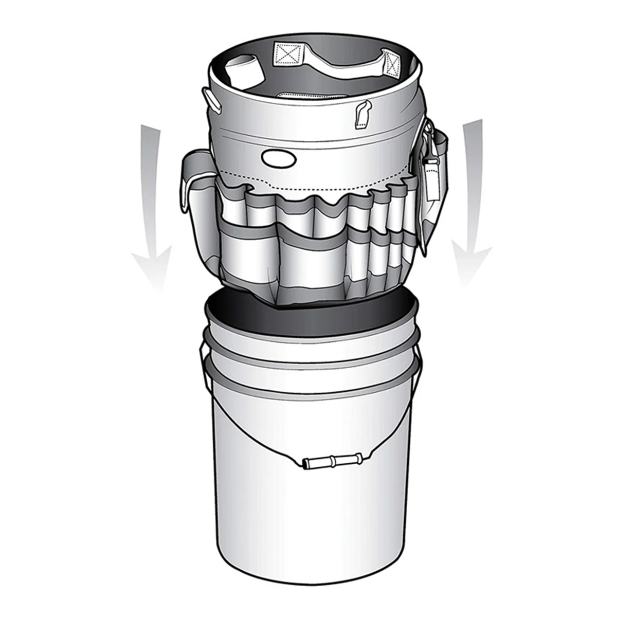 Bucket Storage Bag, Car Wash Bucket Carrier with Mesh Bag, 5 Gallon Cleaning Bucket for Cars, Gardening and Fishing Tool