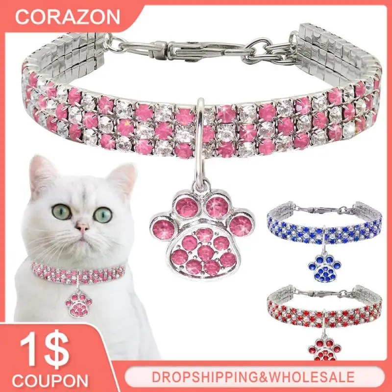 Bling Cat Collar Rhinestone Puppy Small Dogs Collars Diamond Cat Necklace Colorful Puppy Collar Pet Supplies Dog Accessories