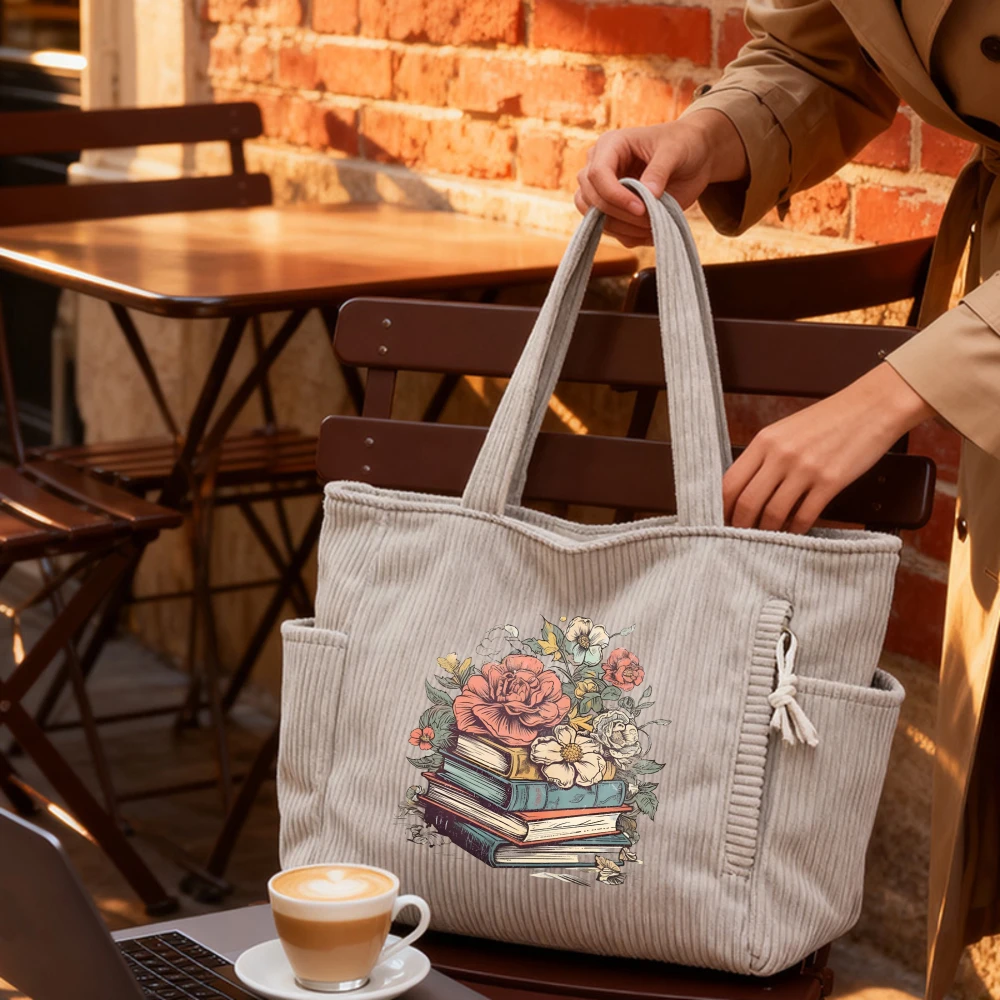 

Вельветовая сумка-тоут, большая сумка через плечо, подарок для учителя, на Рождество, на День матери, к началу учебного года, для повседневного использования, для покупок