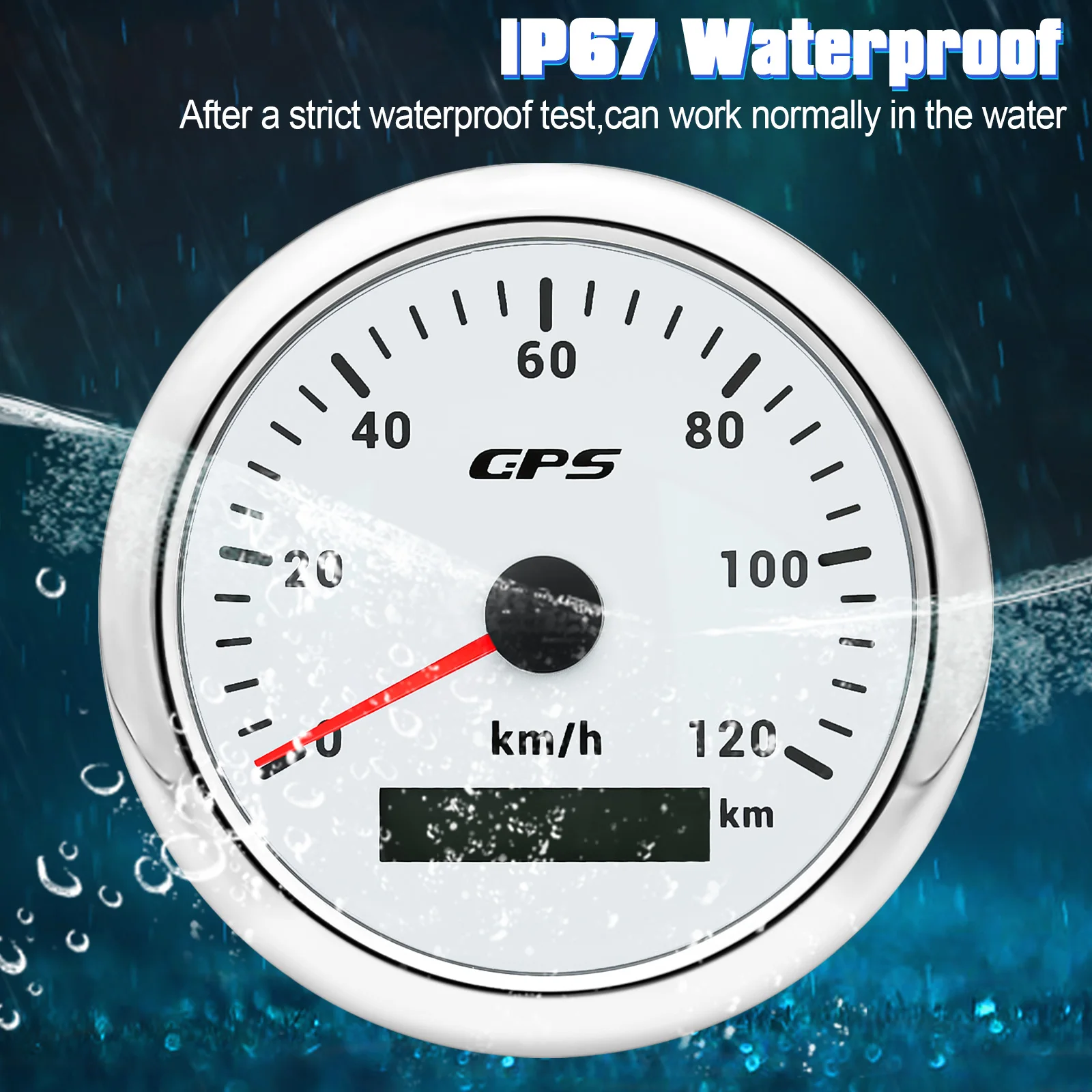 Pengukur Speedometer GPS Tahan Air IP67 85MM 7 Warna Lampu Latar 0 ~ 120KMH Pengukur Kecepatan Motor Mobil Perahu dengan Antena GPS 12V24V