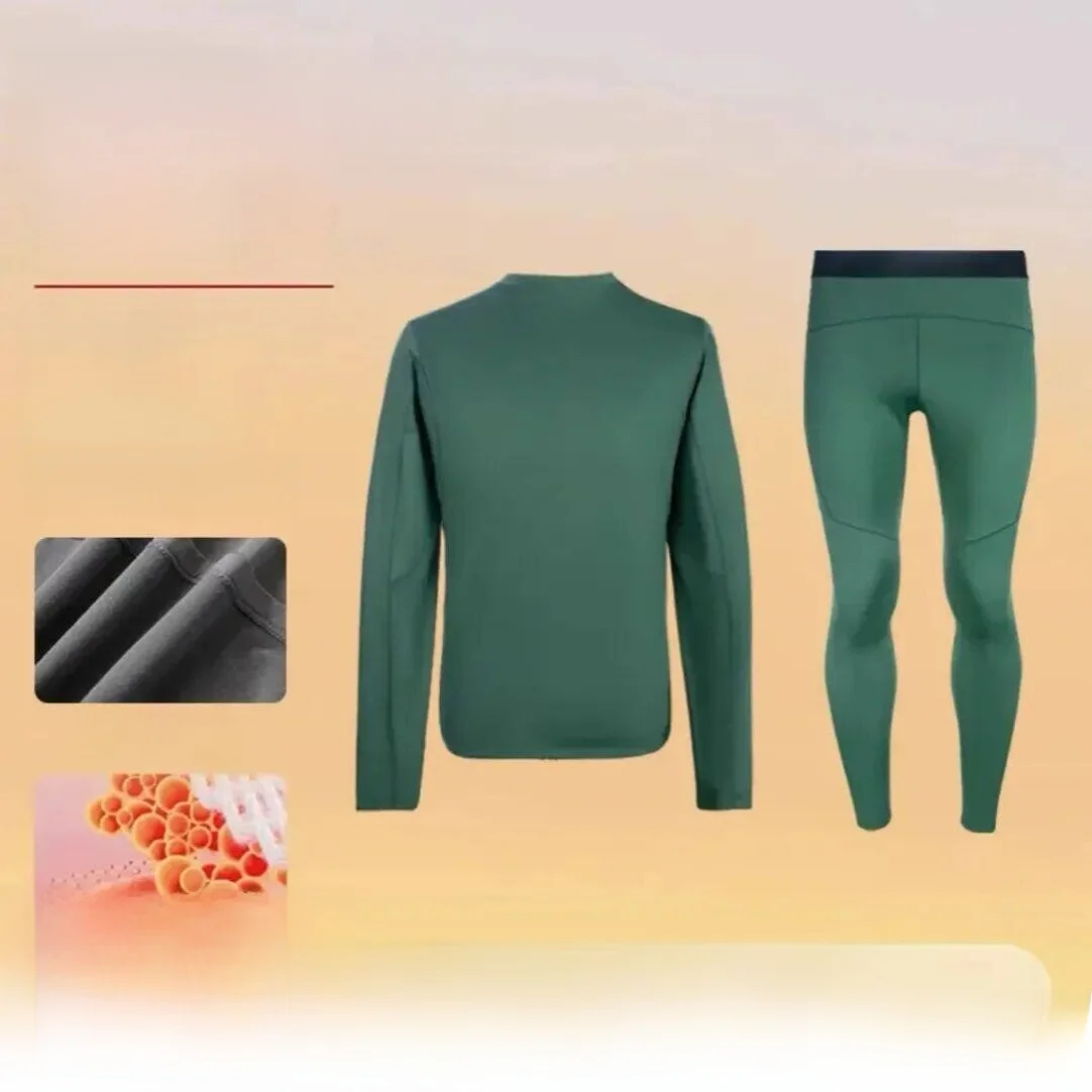 

Outdoor Men's Thermal Set Lightweight Composite Fleece Quick Dry Moisture Wicking Warmth LT round Neck Long Sleeve Pants