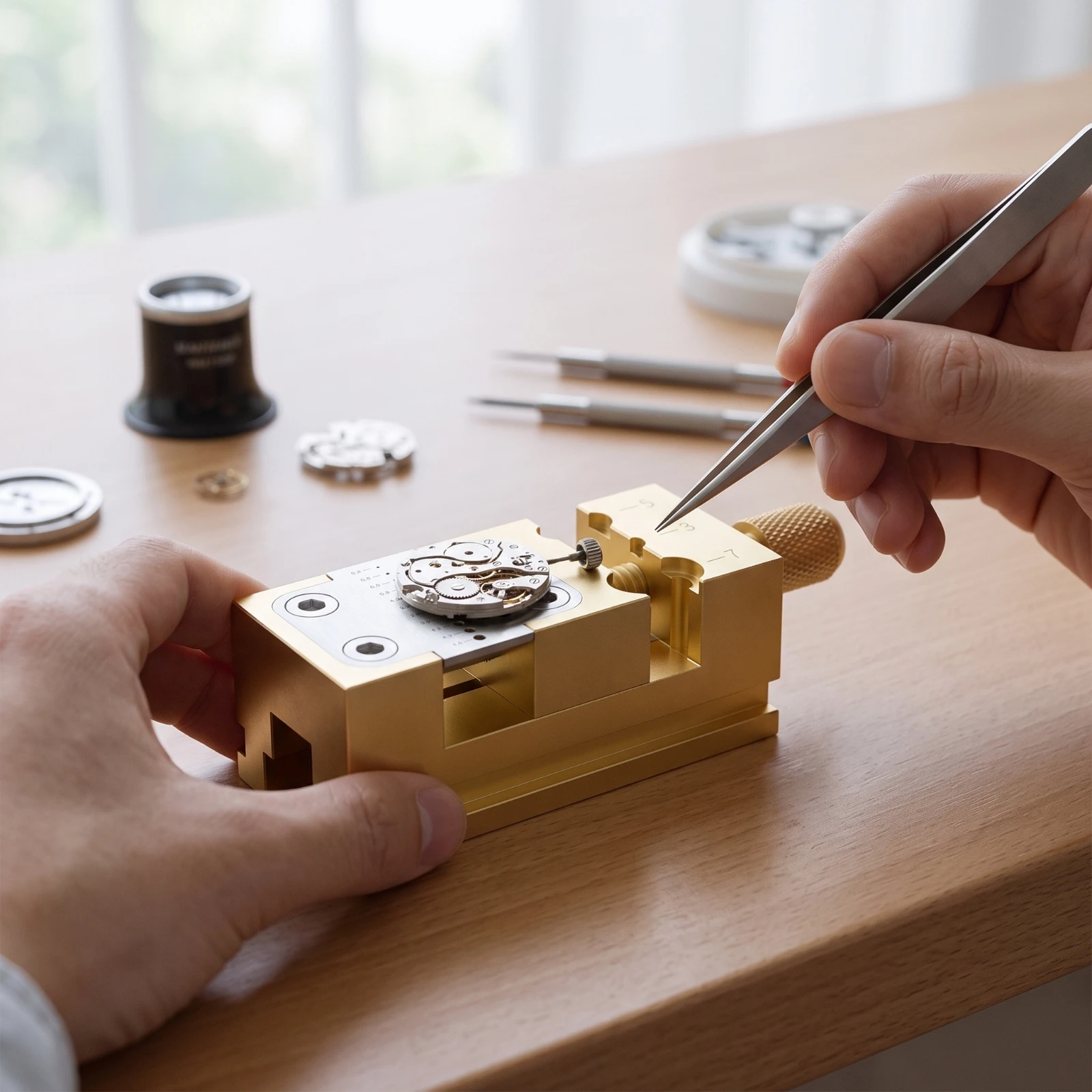 Watchmaker Vise with 11 Holes Professional Watch Repair Vise Watch Hand Clamp Long-Lasting Tool Sturdy for Watchmakers