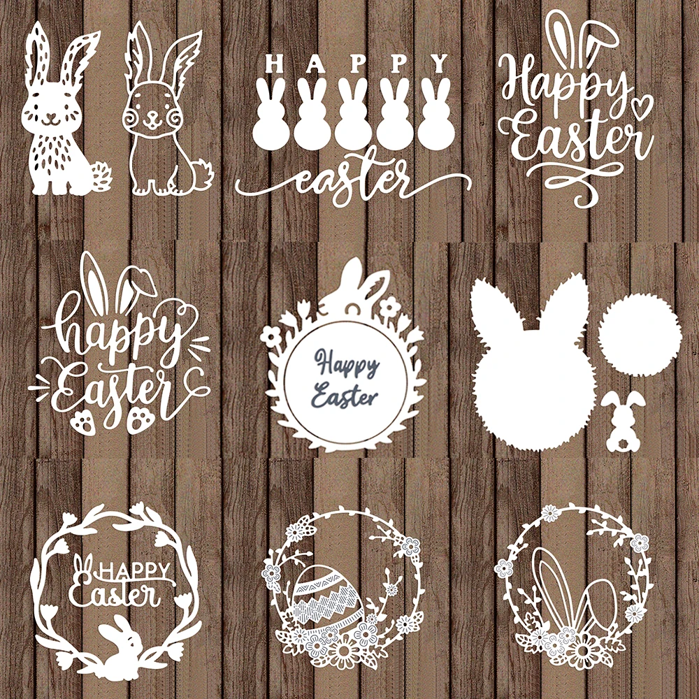 Happy Easter Bunny Metal Cutting Dies Rabbit Easter Egg Wreath Diecut For DIY Scrarpbooking Paper Cards Crafts Making 2023 New