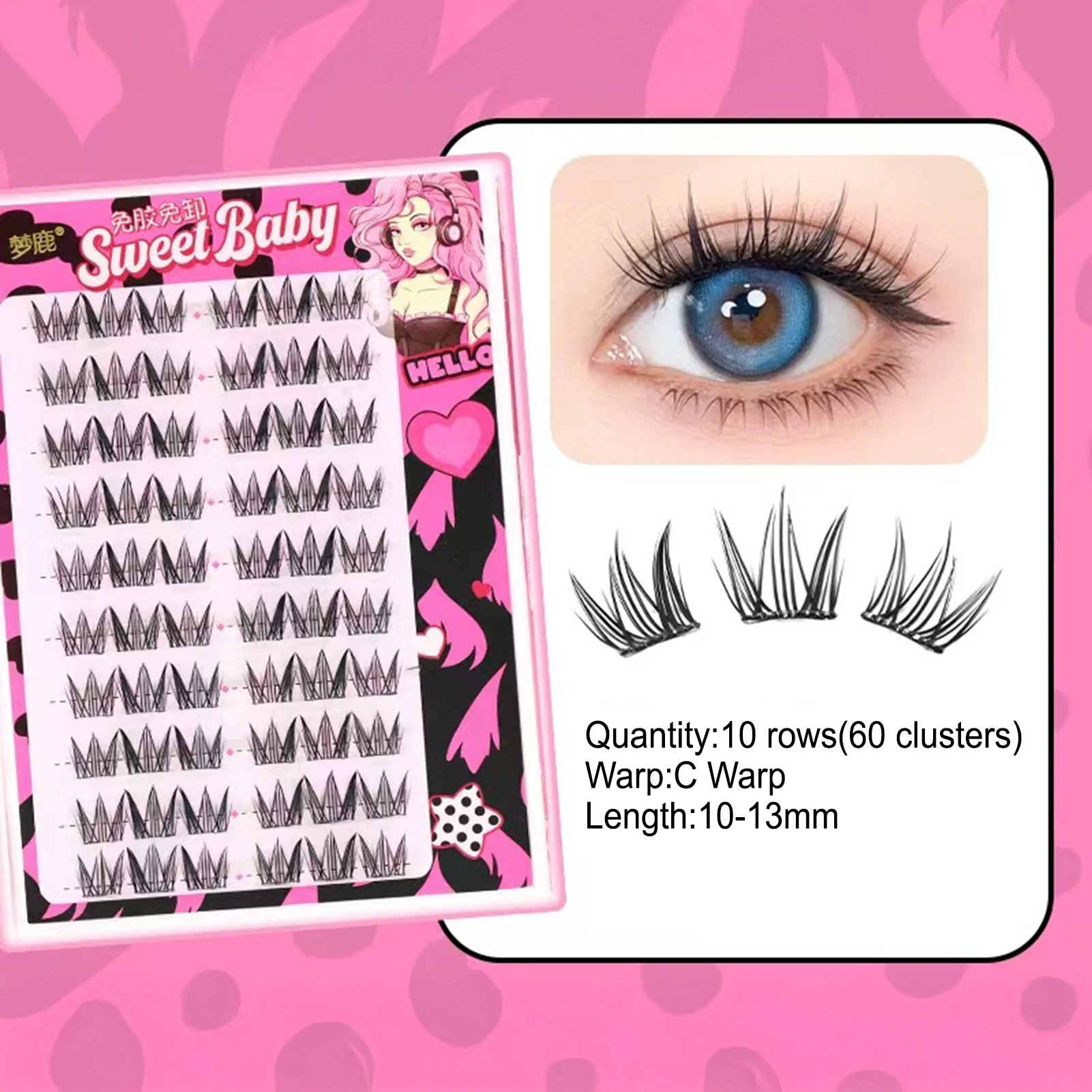 8/10 linhas de clusters de extensão de cílios autoadesivos sem cola natural reutilizável tira cílios perfeitos para meninas maquiagem ampliar olhos