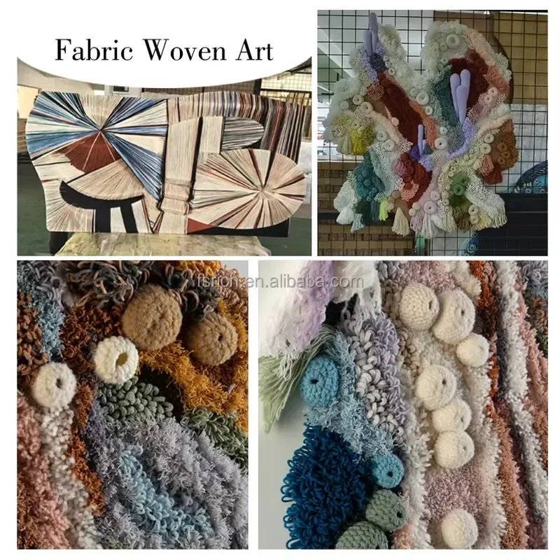 Custom Home Decor Picture Frame Artwork Wall Hanging Fabric Decor Ideas Woven Textile Framed Diy Large Fabric Wall Art