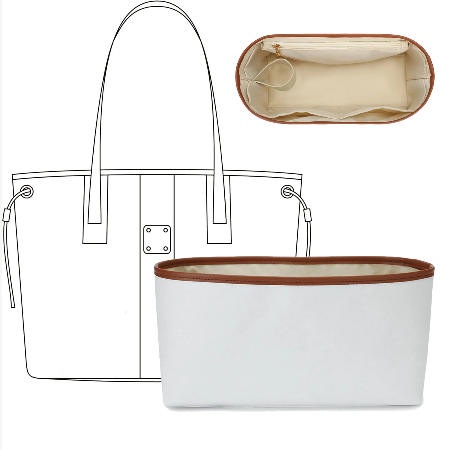 Waterproof Insert Storage Bag for MCM Anya Liz Visetos Tote Insert Organizer Bag Cosmetic Bag Handbag Shopper Liner